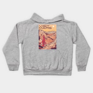 "Visit Mars" Mars Landscape Retro Travel Design Kids Hoodie